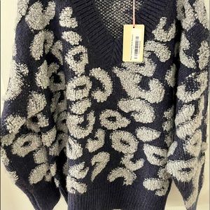 Leopard Print V Neck Sweater